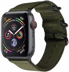 ONTUBE バンド適応 Apple Watch Series SE/6/5/4/3/2/1，編みナイロン 時計バンド 交換ベルト