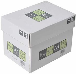 グリーン A4 紙厚0.09mm YYU7932 カラーコピー用紙 2500枚(500枚×5冊) APP