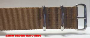 22MM NATO ミリタリー　ナイロンベルト新品　ブラウン　NATO型尾錠 LONG