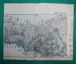 地図 （絵図） 三重県 伊勢國 古地図 木版 彩色 江戸時代 歴史資料 インテリア