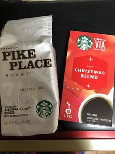 スターバックス VIA クリスマスブレンド 12本 /パイクプレイス レギュラーコーヒー豆 250g /おまけ付