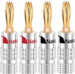 【新品】 Nakamichi ナカミチ 24K 金メッキ バナナプラグ 4本(赤2本+黒2本)