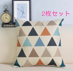 Northern Europe design pillowcase 45×45cm* cotton linen* new goods * triangle pattern 2 pieces set 