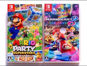新品未開封包装のまま 2個セット マリオカート8デラックスとマリオパーティスーパースターズ ニンテンドースイッチソフト