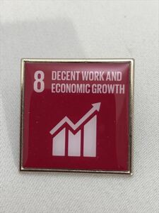 SDGsピンバッジ　1個(1540円税込・送料無料）「8. 働きがいも経済成長も Decent work and economic growth）（国連ブックショップ購入UN58