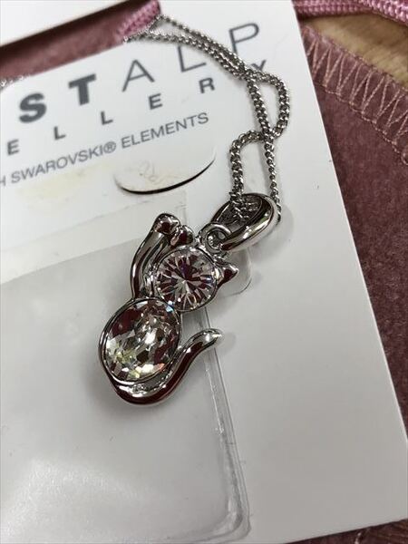 ★新品未使用★スワロフスキーネックレス ネコ(ネコネックレス)(Swarovski)(ウィーン)MADE WITH SWAROVSKI ELEMENNTS SWA1-1