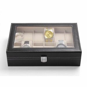 ★まとめ売り店舗★ 時計 収納ケース 腕時計 ケース 12本用 ブラック 黒 ディスプレイ 腕時計