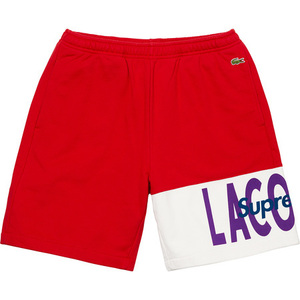 希少★新品本物【赤★S】★LACOSTE Logo Panel Sweatshort ラコステ ロゴ パネル ショーツ 正規店購入 シュプリーム 限定 入手困難 Supreme