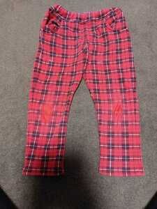  Escape reverse side shaggy check pants red color 110 size 