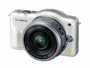 パナソニック ミラーレス一眼カメラ LUMIX GF3 電動ズームキット シェルホワイト DMC-GF3X-W(中古品)