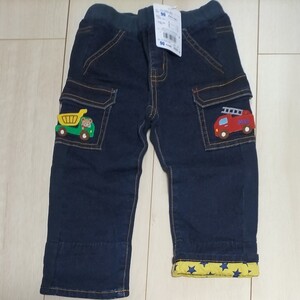 新品 ミキハウス プッチー 異種素材 デニムパンツ 90 80 異素材 デニム ズボン パンツ あみぐるみ 編みぐるみ