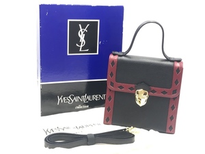美品 Yves Saint Laurent イヴサンローラン バイカラー ダイヤカットレザー ショルダーバッグ ハンドバッグ 2way 鞄 レディース ブランド
