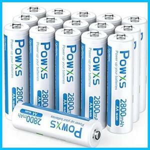 POWXS 単三電池 充電式ニッケル水素電池 2800mAh 約1500回使用可能 ケース付き16本入り 液漏れ防止 電池単3 充電池単3 単三充電池 電池単三