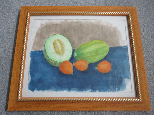 適当な価格 静物 油絵 白 籠の中の果物 額付き uF6-120109 絵画 送料無料・割引 青緑+金色の枠)油絵 uF6-060210 静物(フルーツ) 額付き( 絵画/タペストリ