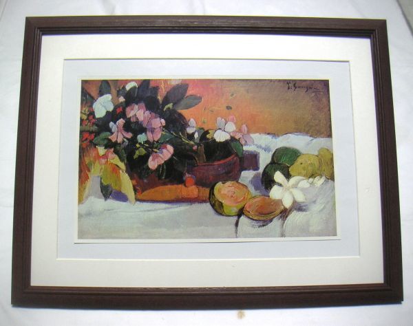 Gauguin Flowers in a Pot offset reproduction, wooden frame included, immediate purchase, painting, oil painting, Nature, Landscape painting