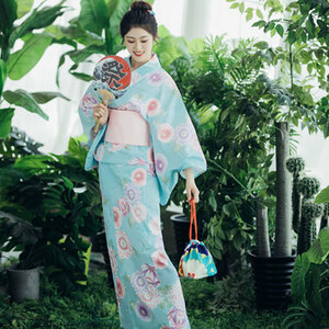  lady's yukata kimono brand new ...9 point set yukata * obi sash musubi * geta * yukata underwear * handbag * head flower * socks change woven flower fire convention festival 