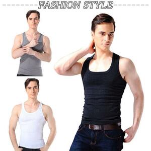  Basic tank top men's inner U neck rib no sleeve tight Fit undershirt plain all 3 color 2 sheets 1 set 