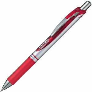 ぺんてる ゲルインキボールペン ノック式エナージェル 0.7mm赤 5本 XBL77-B