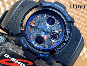 新品 G-SHOCK Gショック ジーショック CASIO カシオ 正規品 アナデジ タフソーラー シティカモフラージュ ブラック ブルー 迷彩 プレゼント