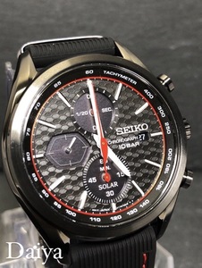新品 SEIKO セイコー 正規品 腕時計 Macchina Sportiva ブラック ソーラー カレンダー クロノグラフ タキメーター 10気圧防水 SSC777P1