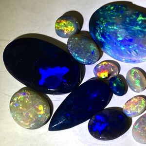 ［天然ブラックオパールおまとめ 20ct］ルース 裸石 宝石 ジュエリー jewelry black opal 遊色 虹 DF0