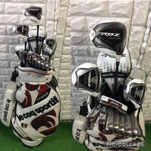 超豪華☆大人気白ヘッド☆テーラーメイド RBZ等 男性用ゴルフクラブ テーラーメイドセット ルコック製キャディバッグ付
