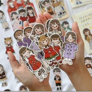 フレークシール 韓国 トレカ 推し デコ 女の子シール 海外 手帳 日記 デコ コラージュ 素材