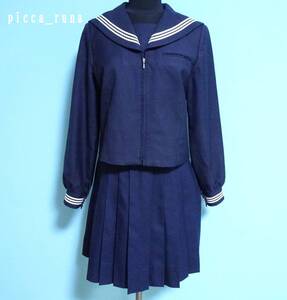 1-226☆コスプレ衣装(arCONOMI・白3本ラインの冬セーラーセット・前開き・サイズ170A)