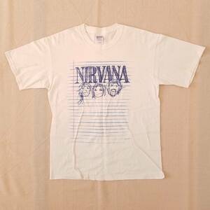 魅惑のバンドT特集! 90s『NIRVANA(ニルヴァーナ) / NOTE』半袖Tシャツ GILDANボディ 1997年コピーライト 白 M／カートコバーン ロックT