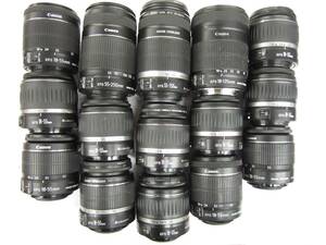 (2191)ジャンク EFSレンズ Canon 18-55mm 3.5-5.6ⅡUSM 55-250mm 4-5.6ISⅡ 等 まとめて 大量セット 15本 動作未確認 同梱発送不可