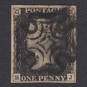 A012【イギリス】1840年 SG#1/3(AS49) ペニーブラック 使用済み切手