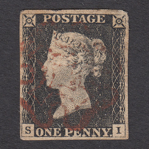 A003【イギリス】1840年 SG#1/3 (AS20) ペニーブラック 使用済み切手