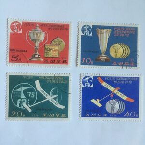 北朝鮮 模型飛行機選手権の切手4種完 使用済 1976