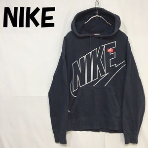 【人気】NIKE/ナイキ ビッグロゴ プルパーカー コットン100％ ネイビー サイズM/S3016