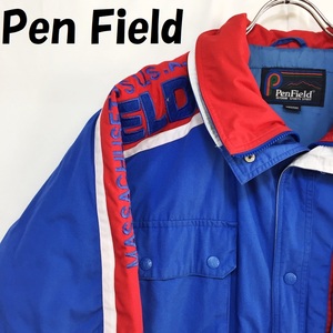 【人気】Pen Field/ペンフィールド中綿ジャケット アウター アウトドア コットン ブルー ベンチコート バックロゴ サイズM/S3323