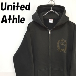 【人気】United Athle/ユナイテッドアスレ ジップアップパーカー 星薬科大学生協学生委員会 バックプリント ボア裏地 ブラック L/S2956