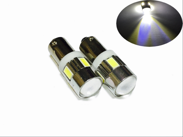 12/24V兼用 LED BA9S G14 6連 白 ホワイト 2個セット 5630smd キャンセラー内蔵 クリア 30V