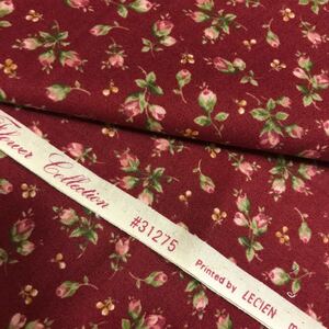 貴重レア!〈値下げ→780円〉LECIEN ルシアン Antique Flower ダークレッド 蕾の赤い薔薇柄