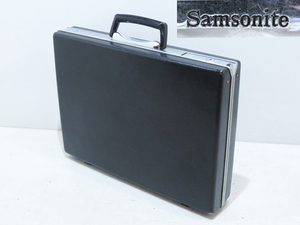 【M6519】 ヴィンテージ Samsonite サムソナイト アタッシュケース レザー 黒 鍵無/革 鞄 ビジネスバッグ 書類かばん ブリーフケース ACE