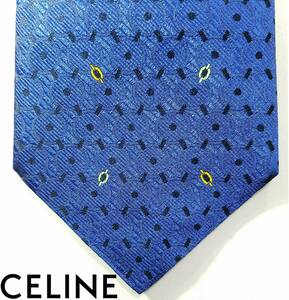 Доставка 460 иен ~ старинный предмет Новый Celine Silk Jaccard Nevee Blue Blue Navy Blue Men Homenic Celine Celine Japan Co., Ltd.