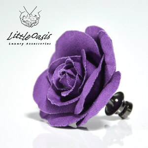 ◆1120208-pl LITTLE OASI アクセサリー 薔薇 バラ 花 造花 ラペルピン ブートニエール メンズ(パープル紫)パーティー 結婚式