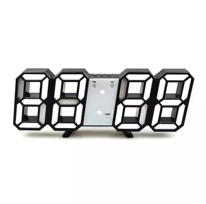 3D立体時計　ブラック　LED壁掛け時計　置き時計　両用　デジタル時計　インスタ映え　置き型　LED　デジタル　アラーム付　目覚まし時計☆