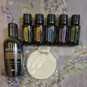 ☆新品未開封☆ドテラ レモン、オレンジ、ラベンダー、ペパーミント、ティートリー、ココナッツオイル、おまけアロマストーンオーナメント