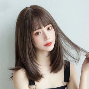 新品未使用リアルミディアムストレートウィッグダークブラウン