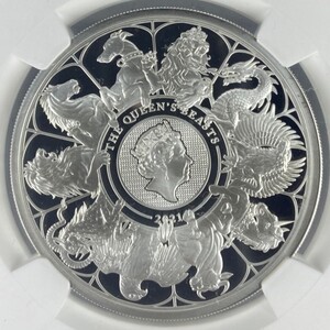 【1円スタート!!最高鑑定!!】2021年 イギリス 2ポンド 銀貨 NGC PF70UC FR クイーンズビースト コンプリーター アンティーク モダン ウナ