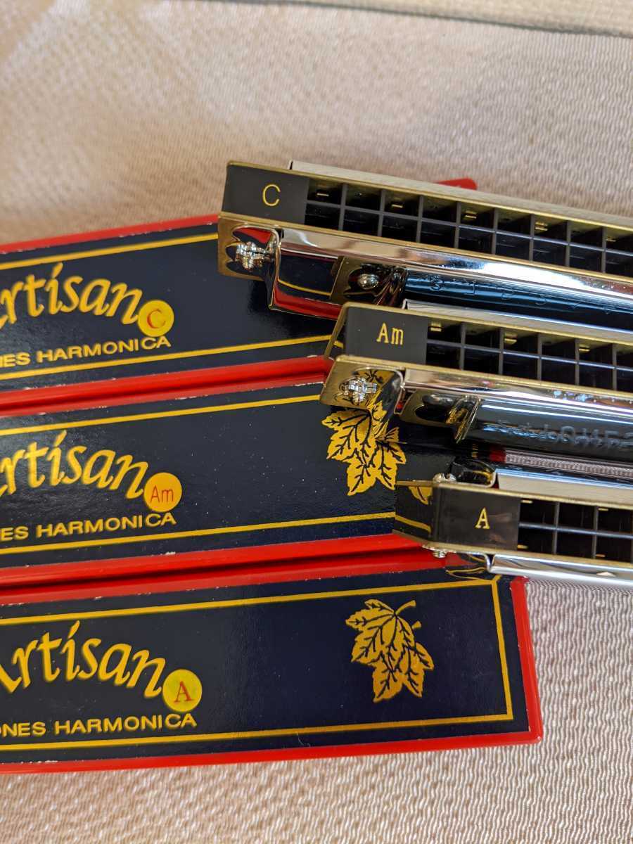 注目ブランドのギフト Nh386 アーチサン 複音ハーモニカ 5個セット Artisan 24tones Marmonica Am A C ハーモニカ ブルースハープ Afols Pl