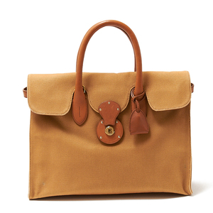 Ральф Лорен RALPH LAUREN сумка холщовая кожаная бежевая большая сумка женская подержанная, и другие, Ralph Lauren, Мешок, мешок