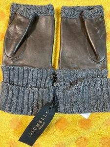 イタリア製　羊皮革手袋ブラウン　裏ニット20　Sサイズ