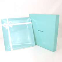 ティファニー Tiffany & Co ブルーボックス スクエアプレート リボン ティファニーブルー ブランド食器 インテリア Sランク 箱【xx】_画像6