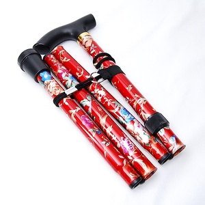 [ uniform carriage 185 jpy ] floral print aluminium folding cane red folding cane aluminium stick cane stick walking assistance walking nursing health appliances red 